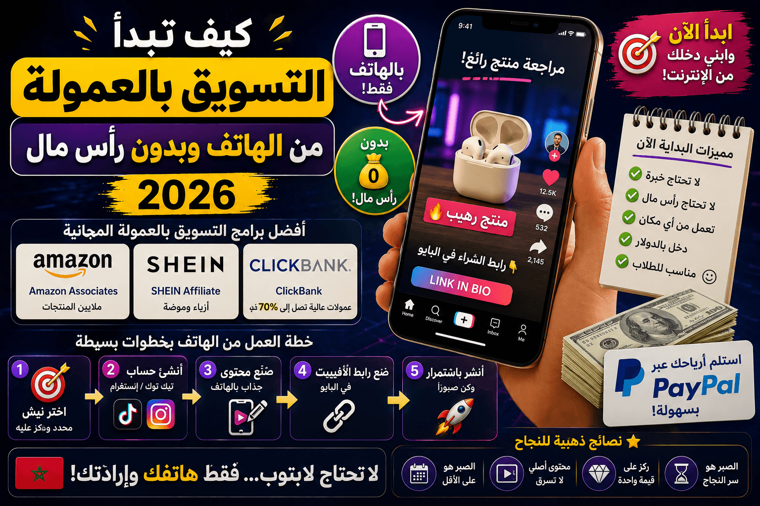كيف تبدأ التسويق بالعمولة من الهاتف وبدون رأس مال 2026