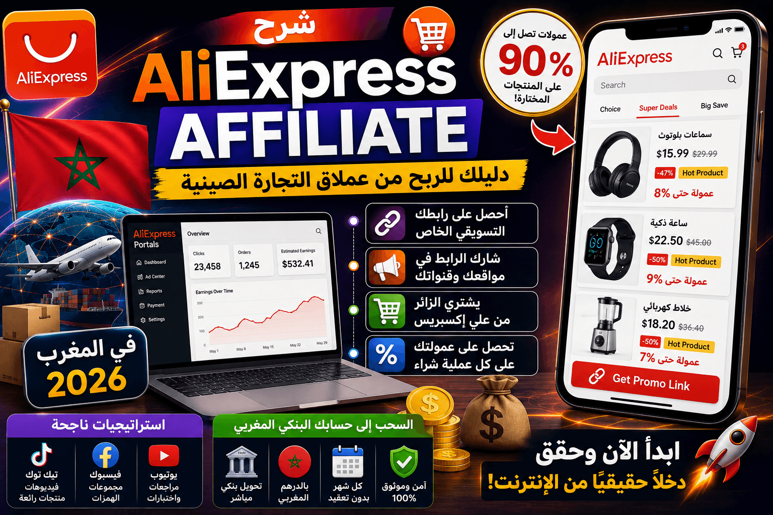 شرح AliExpress Affiliate: دليلك للربح من عملاق التجارة الصينية في المغرب