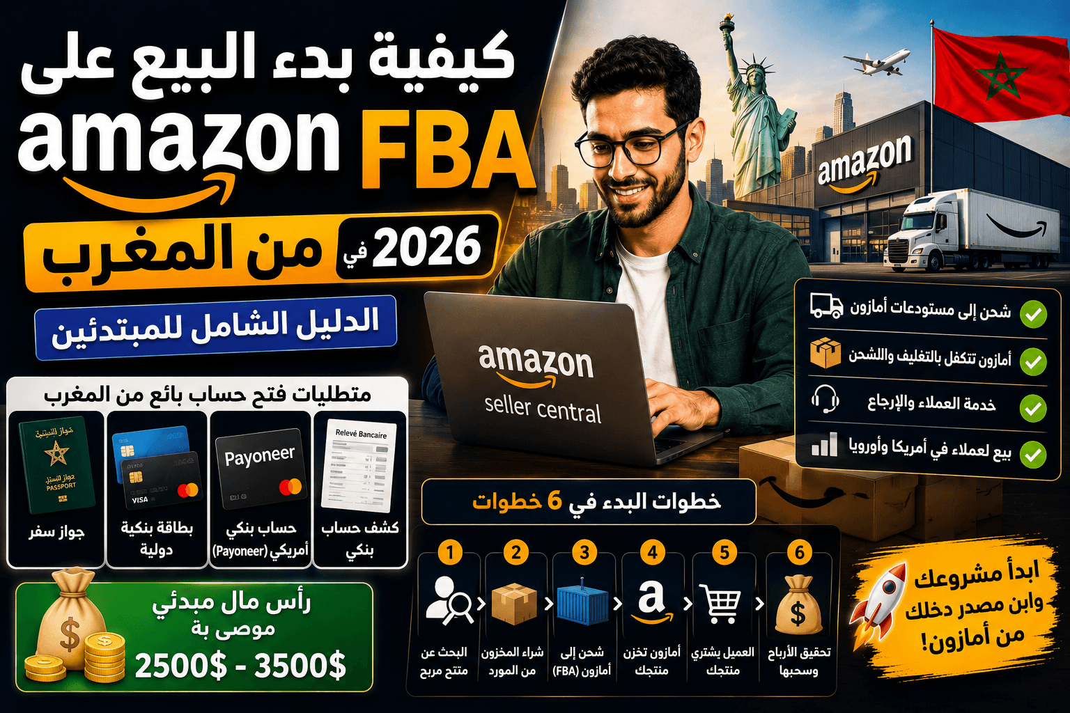كيفية بدء البيع على أمازون (Amazon FBA) من المغرب في 2026: الدليل الشامل