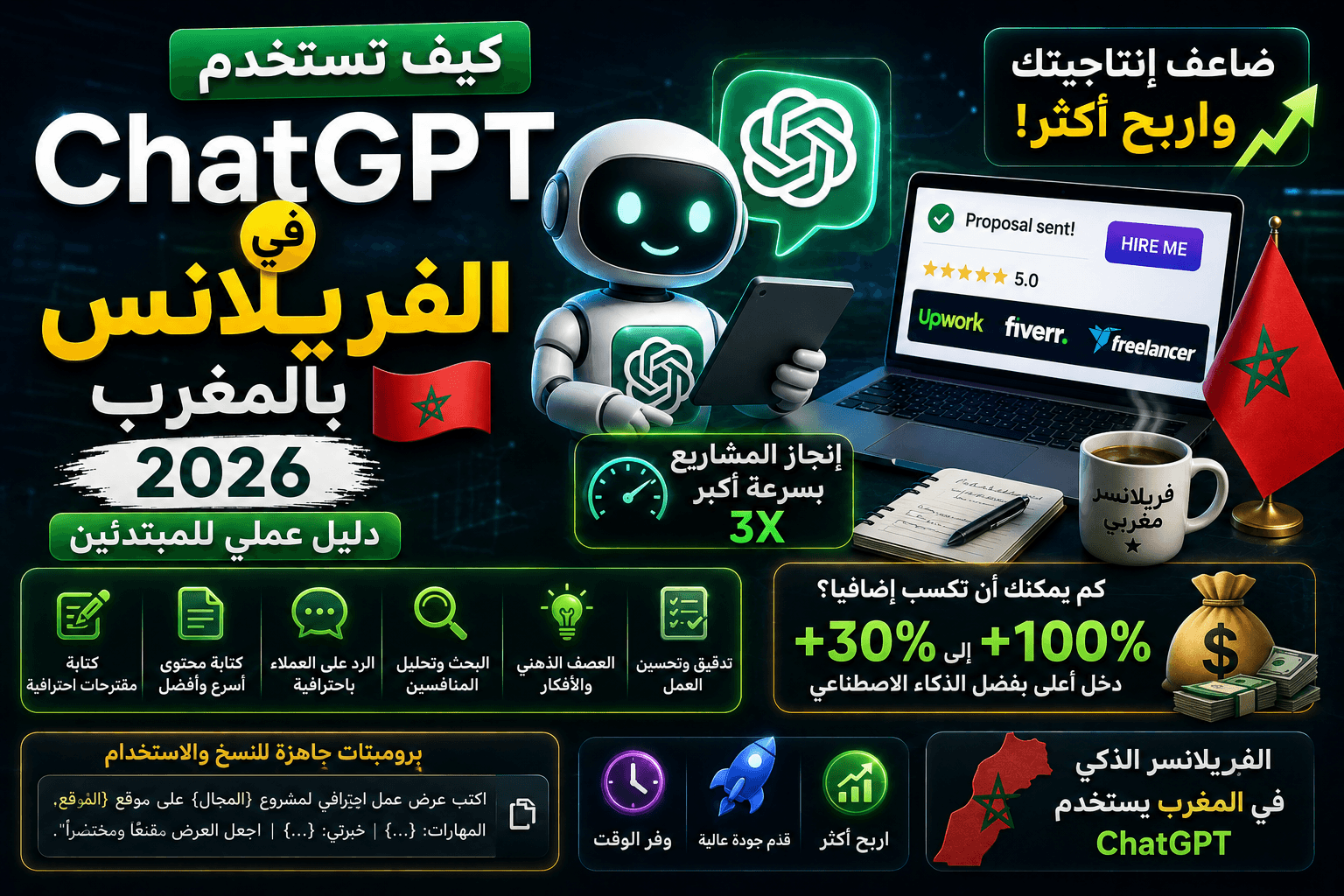 كيف تستخدم ChatGPT في الفريلانس بالمغرب 2026؟ دليل عملي للمبتدئين