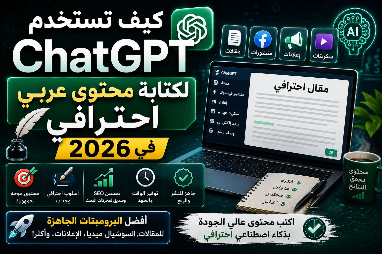 كيف تستخدم ChatGPT لكتابة محتوى عربي احترافي في 2026