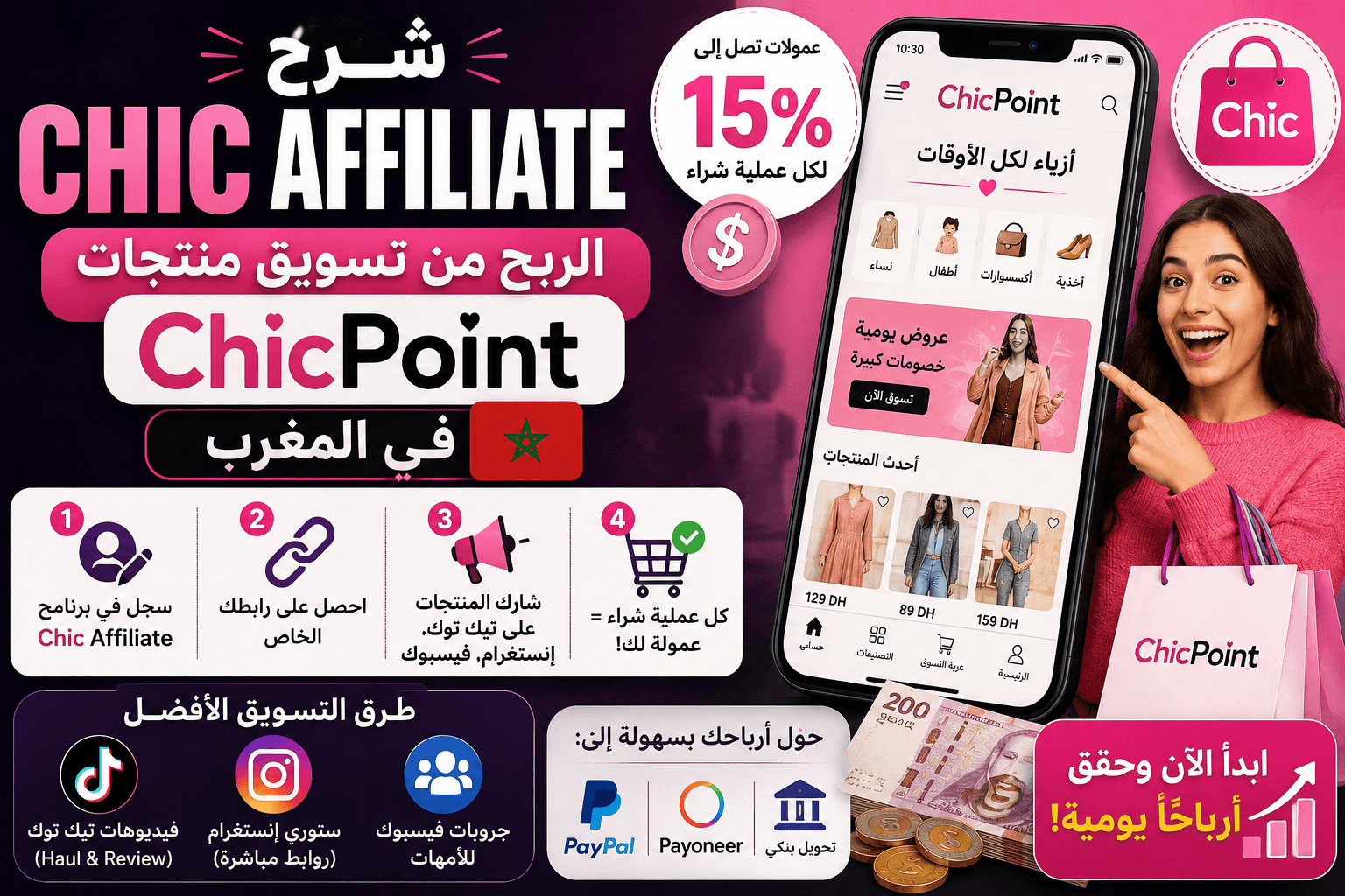 شرح Chic Affiliate: الربح من تسويق منتجات ChicPoint في المغرب