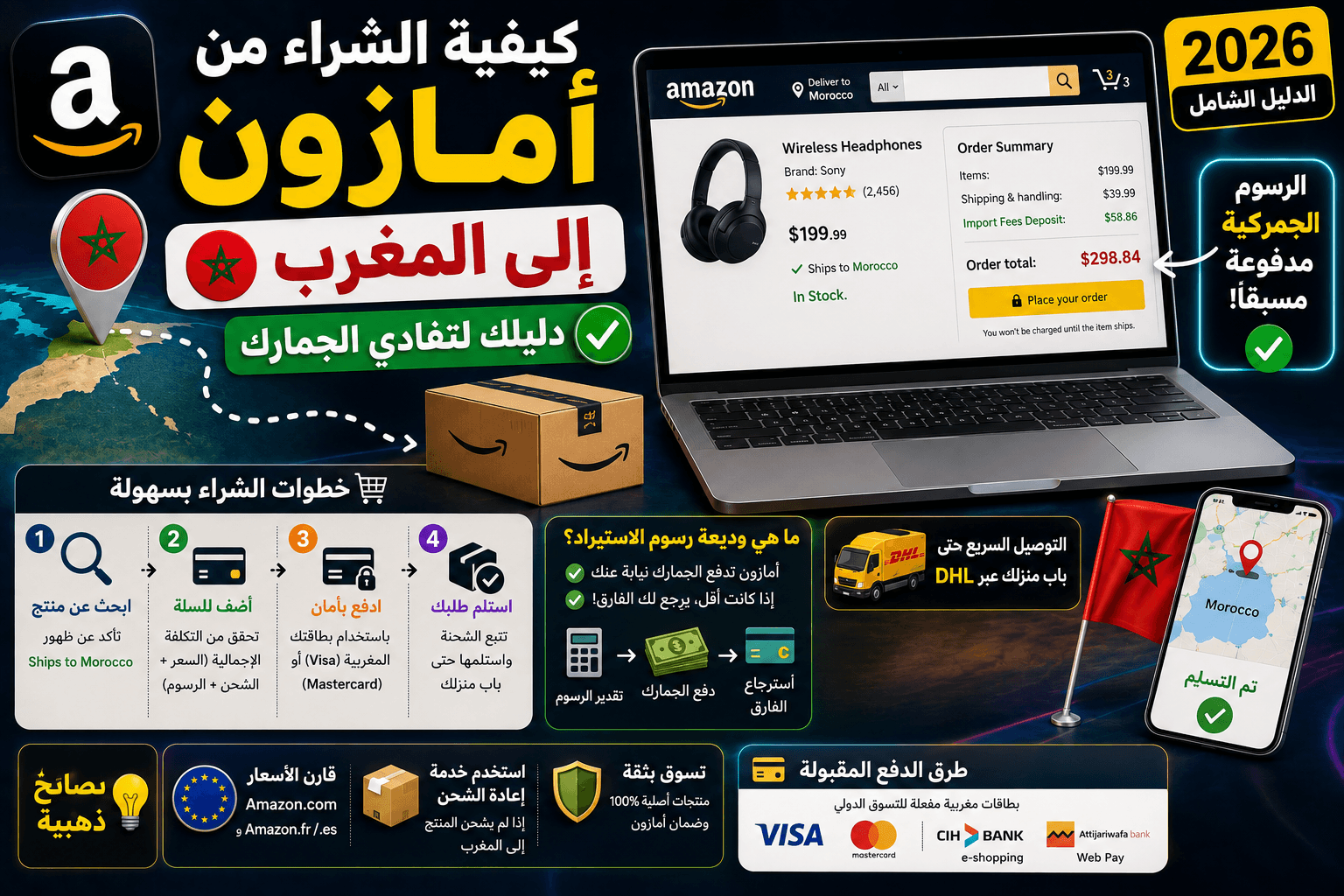كيفية الشراء من أمازون إلى المغرب (Amazon Maroc): دليلك لتفادي الجمارك