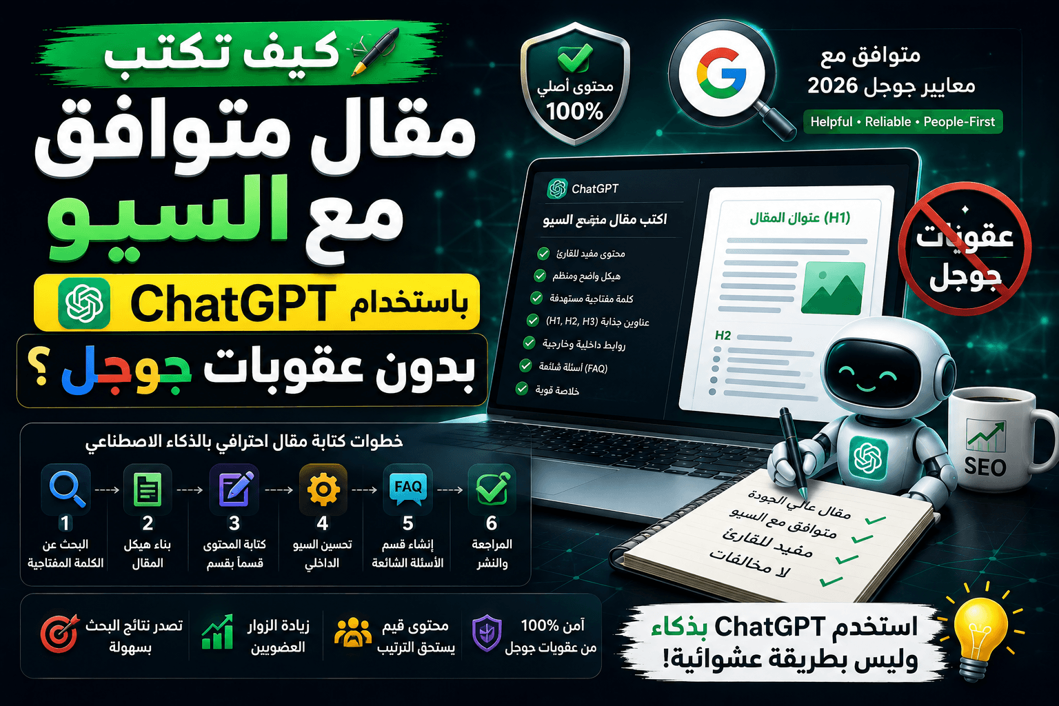 كيف تكتب مقال متوافق مع السيو باستخدام ChatGPT بدون عقوبات جوجل؟