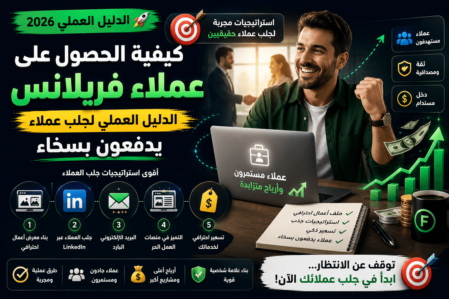 كيفية الحصول على عملاء فريلانس: الدليل العملي لجلب عملاء يدفعون بسخاء