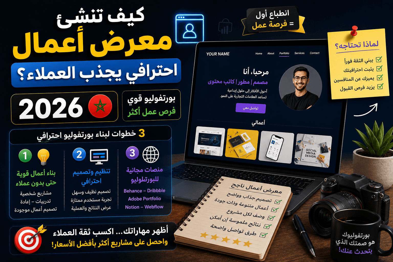 كيف تنشئ معرض أعمال (Portfolio) احترافي يجذب العملاء؟