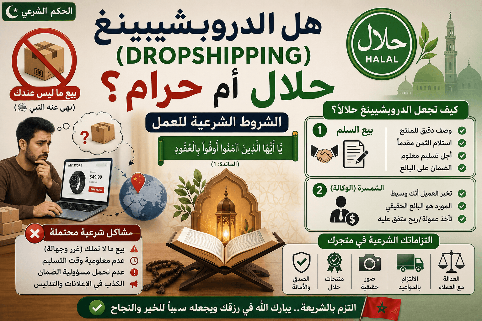 هل الدروبشيبينغ (Dropshipping) حلال أم حرام؟ الشروط الشرعية للعمل