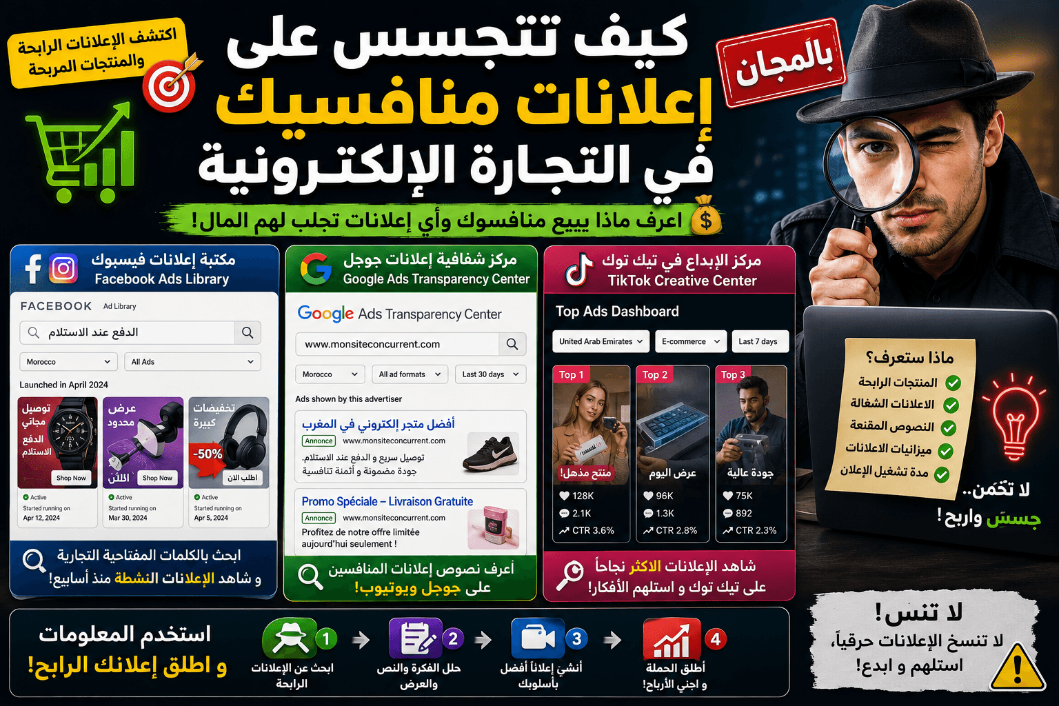 كيف تتجسس على إعلانات منافسيك في التجارة الإلكترونية (بالمجان)