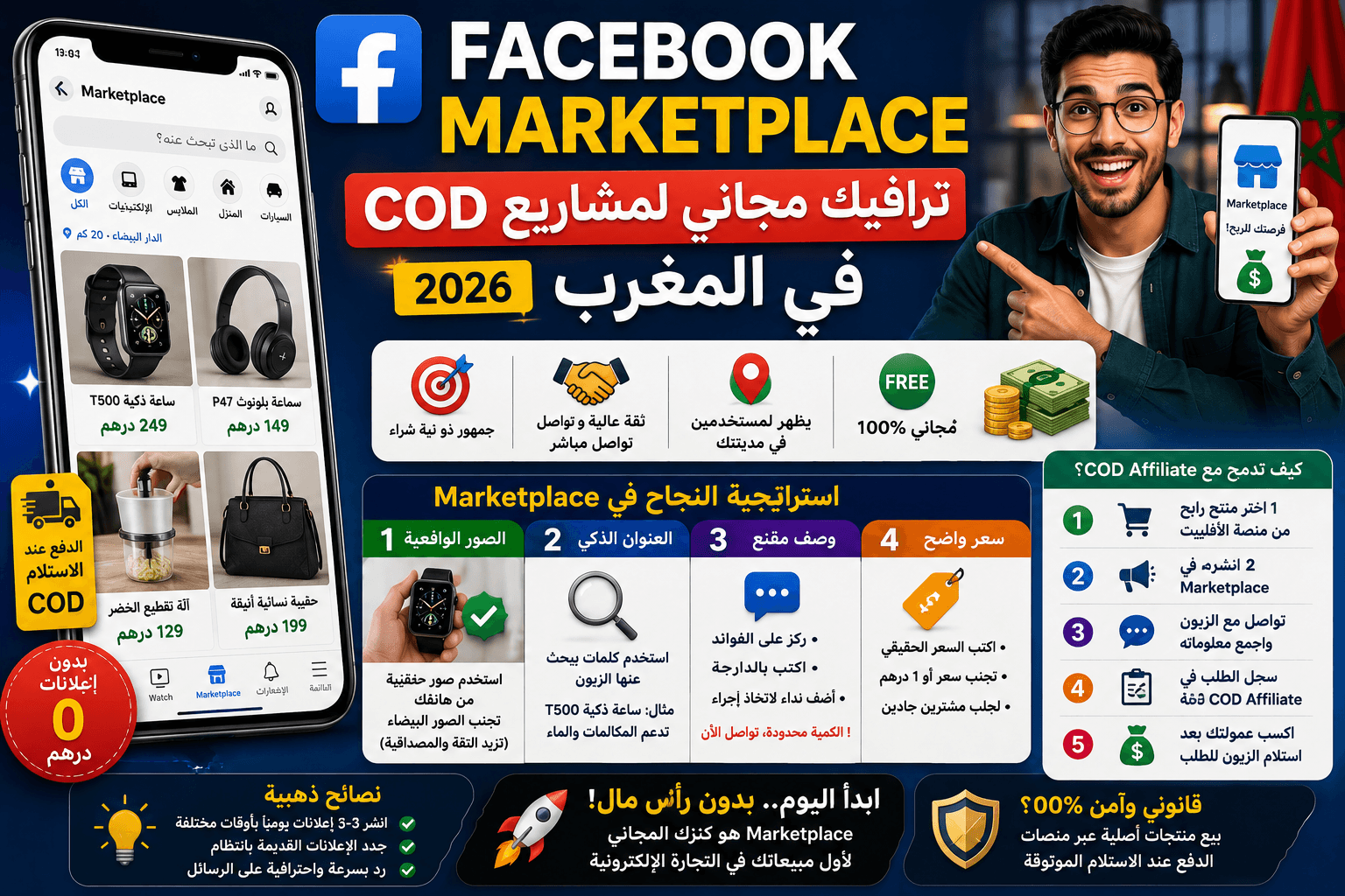 البيع عبر Facebook Marketplace: ترافيك مجاني لمشاريع COD في المغرب 2026