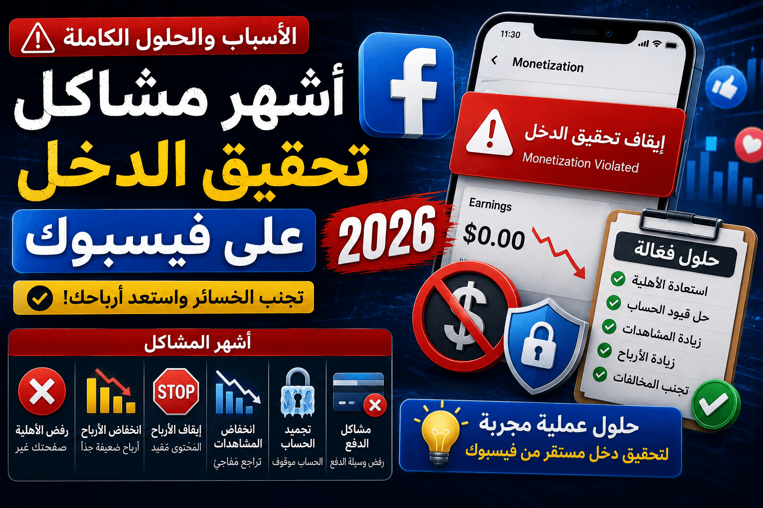 أشهر مشاكل تحقيق الدخل على فيسبوك وكيف تحلها في 2026