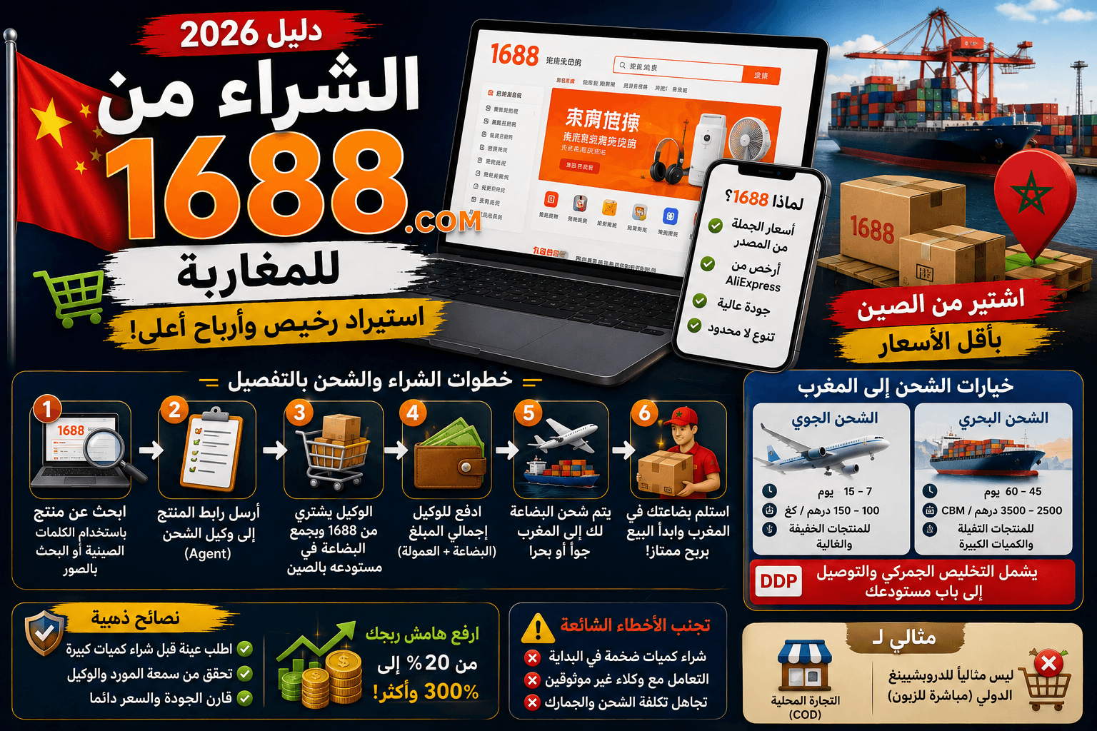 كيفية الشراء من موقع 1688 الصيني للمغاربة 2026 (دليل الاستيراد الرخيص)