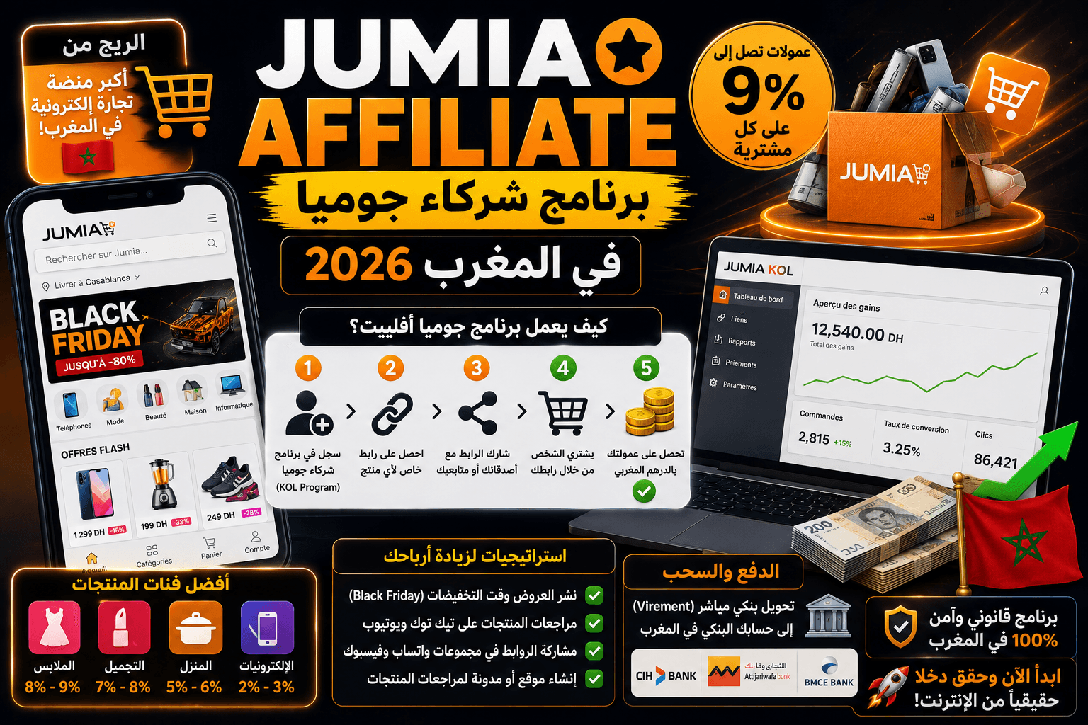 شرح Jumia Affiliate (برنامج شركاء جوميا) للربح في المغرب 2026