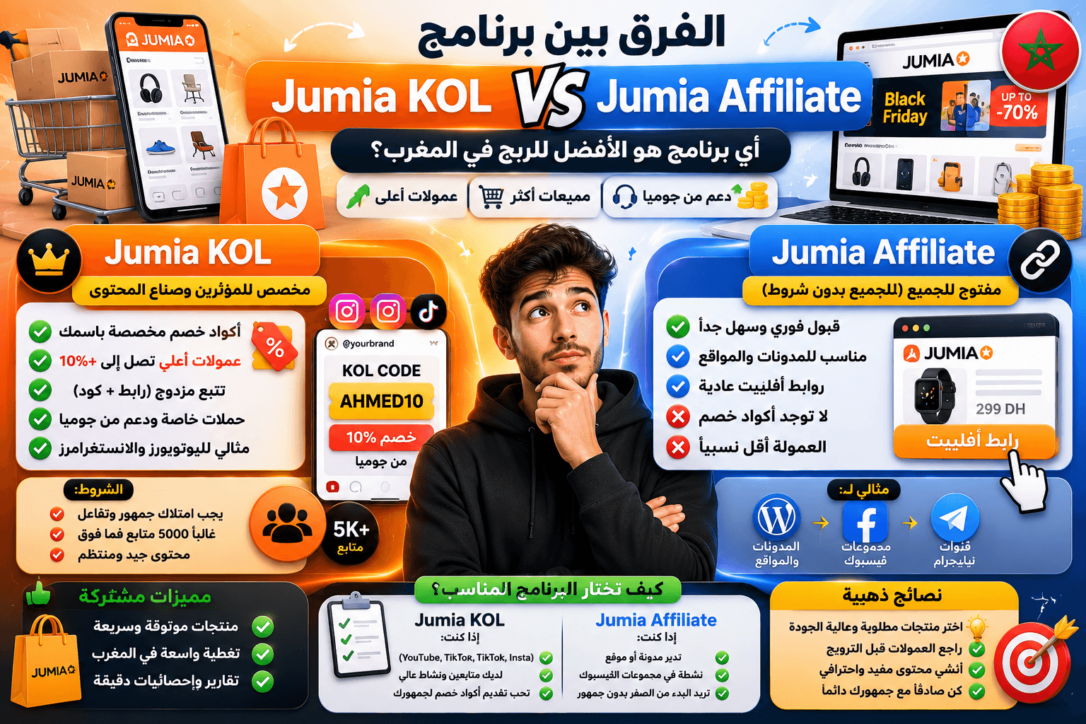 الفرق بين برنامج Jumia KOL و Jumia Affiliate: أيهما الأفضل لك؟