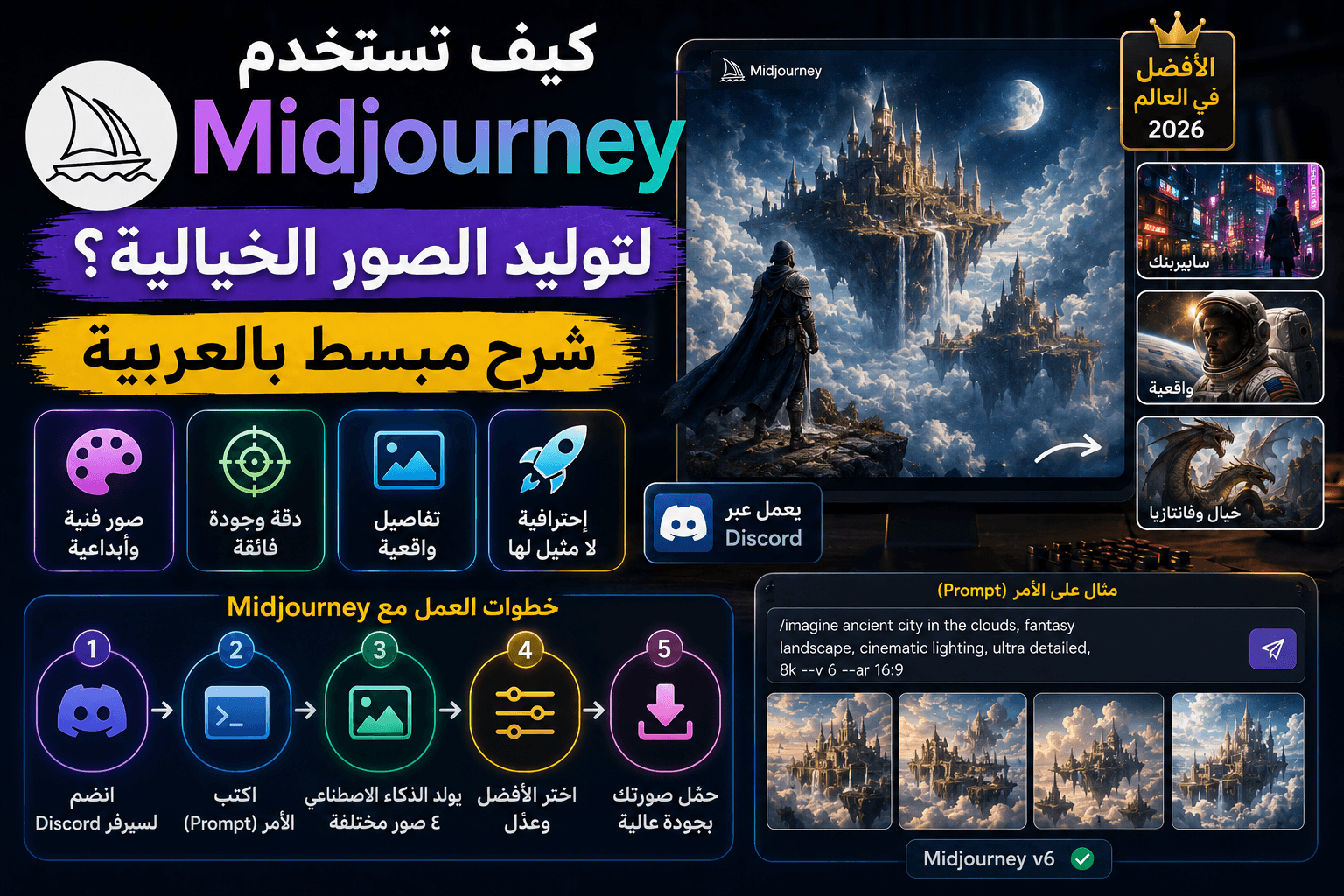 كيف تستخدم Midjourney لتوليد الصور الخيالية؟ (شرح مبسط بالعربية)