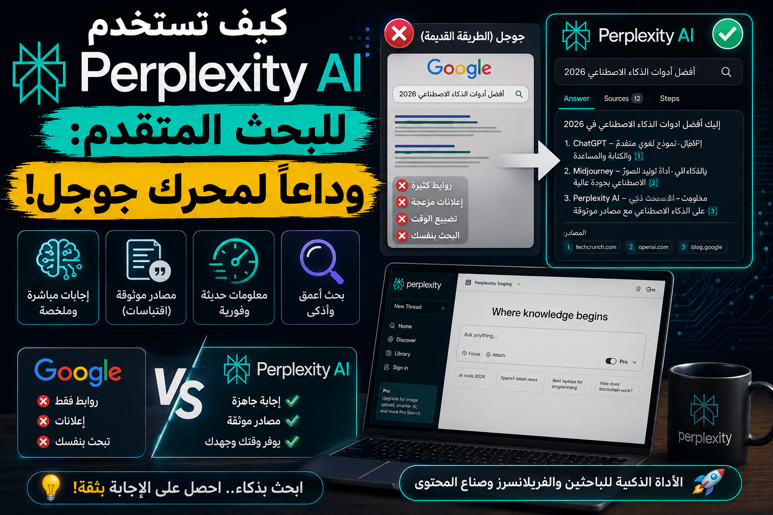 كيف تستخدم Perplexity AI للبحث المتقدم: وداعاً لمحرك جوجل؟