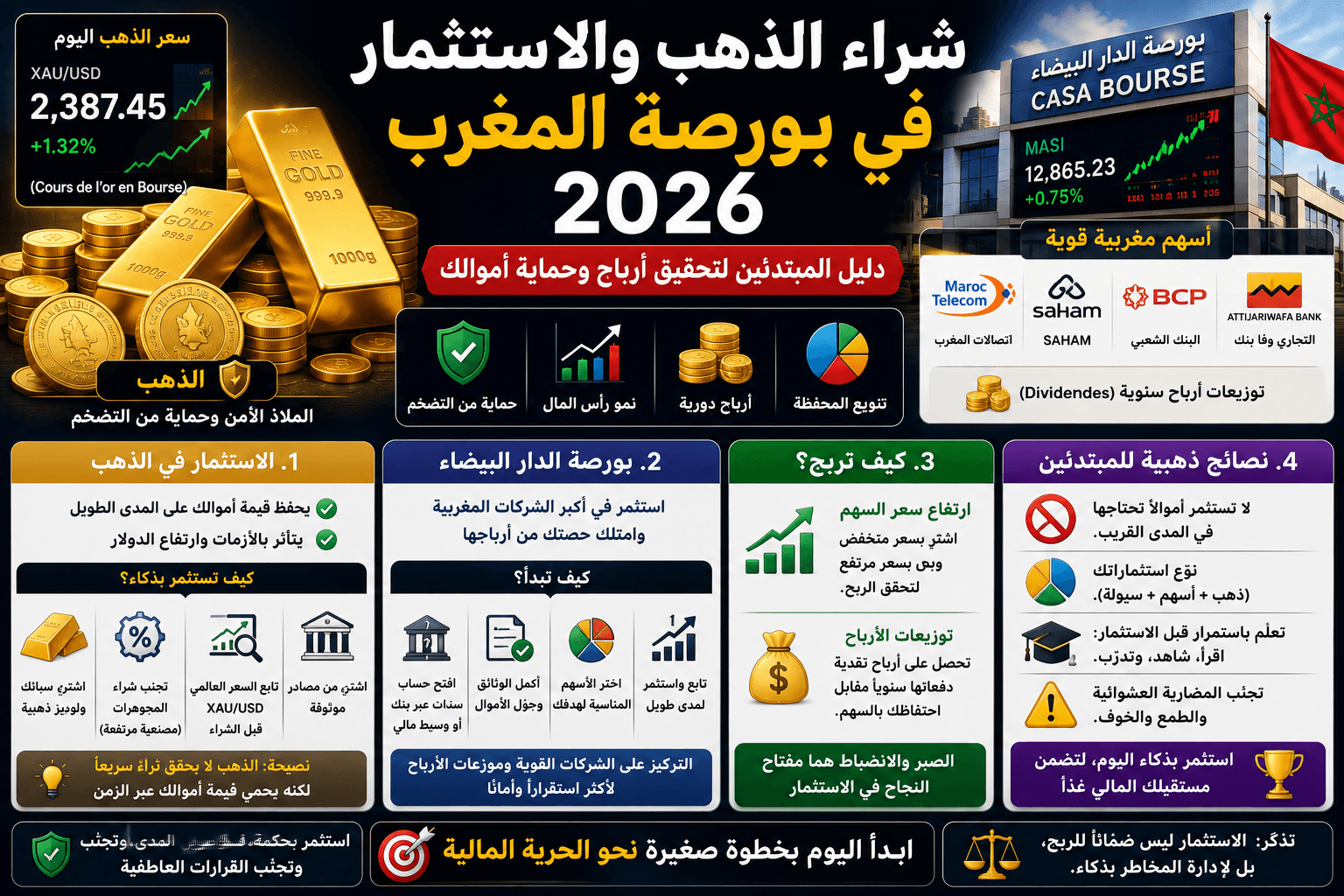 شراء الذهب والاستثمار في بورصة الدار البيضاء 2026: دليل المبتدئين