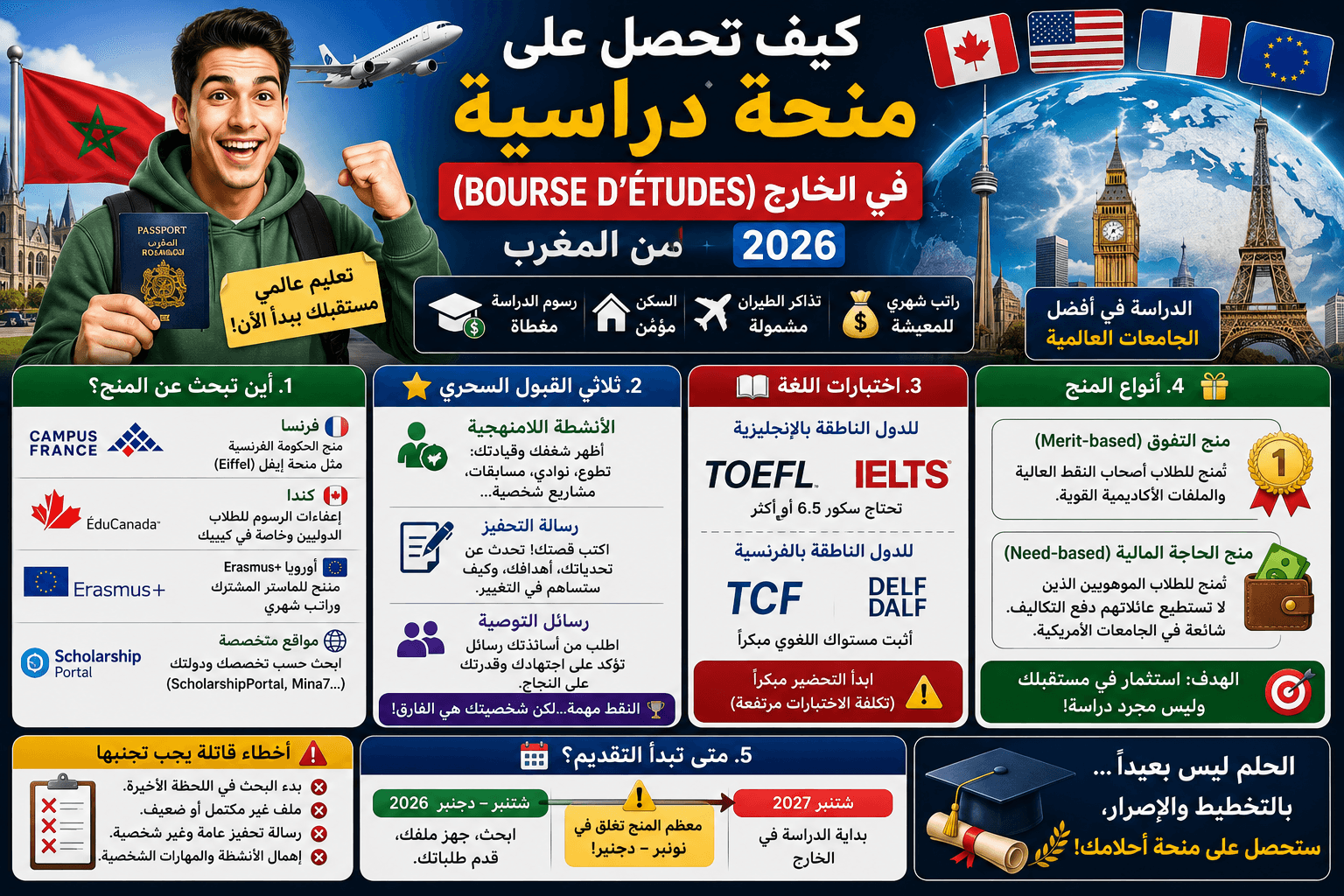 كيف تحصل على منحة دراسية (Bourse d'études) في الخارج من المغرب 2026