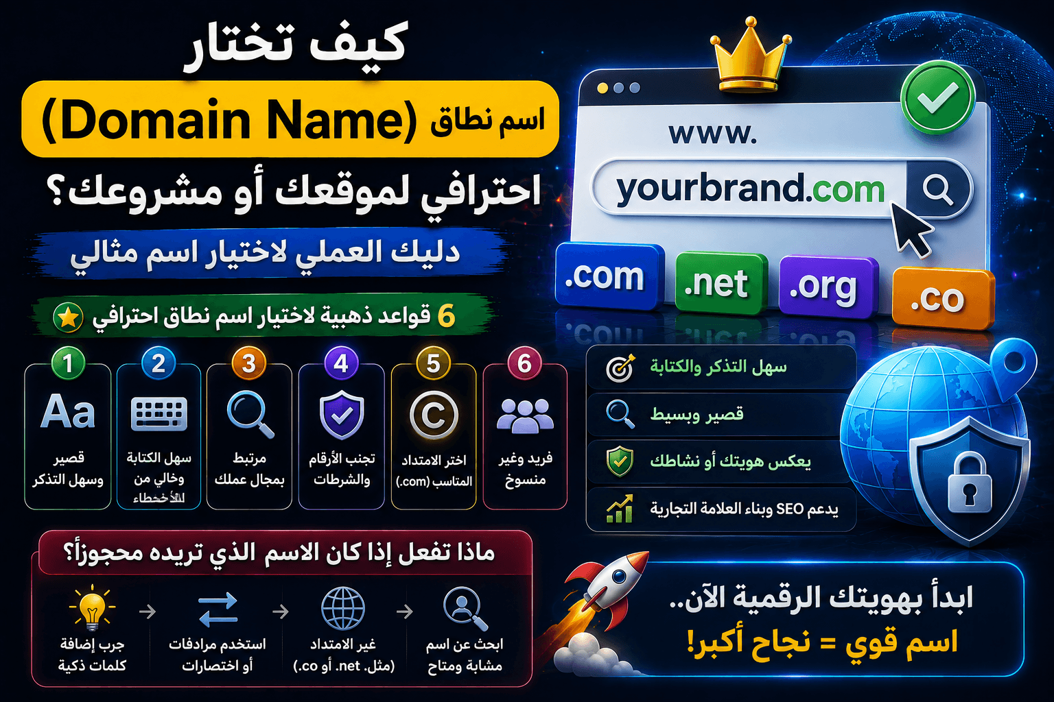 كيف تختار اسم نطاق (Domain Name) احترافي لموقعك أو مشروعك؟