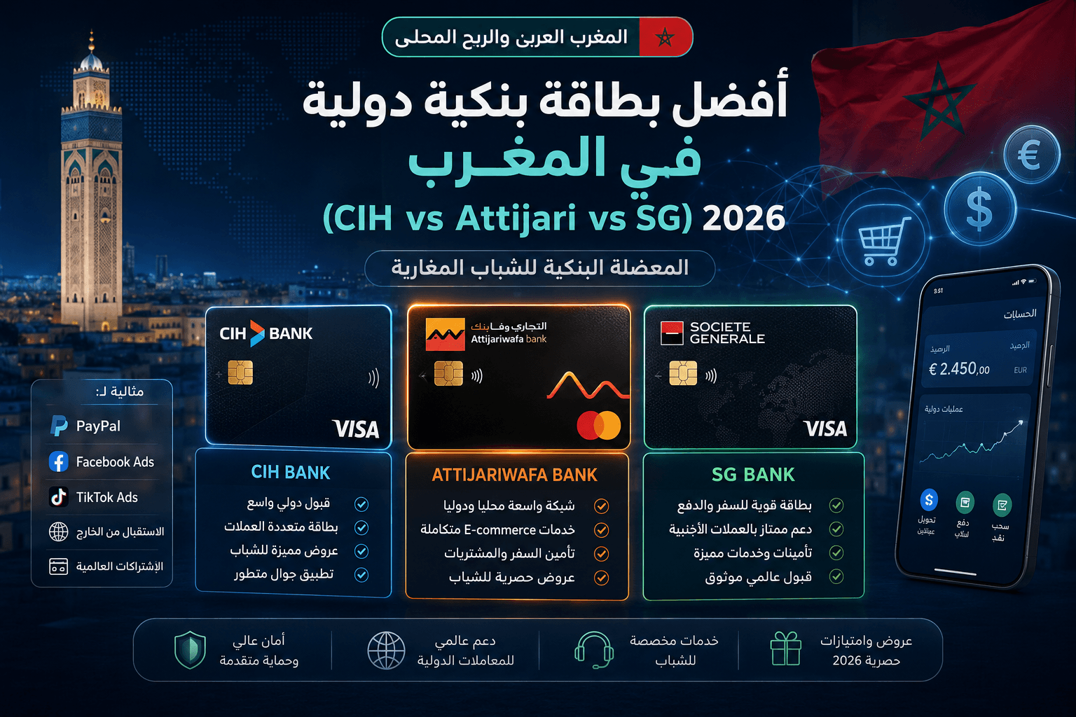 أفضل بطاقة بنكية دولية في المغرب (CIH vs Attijari vs SG) 2026