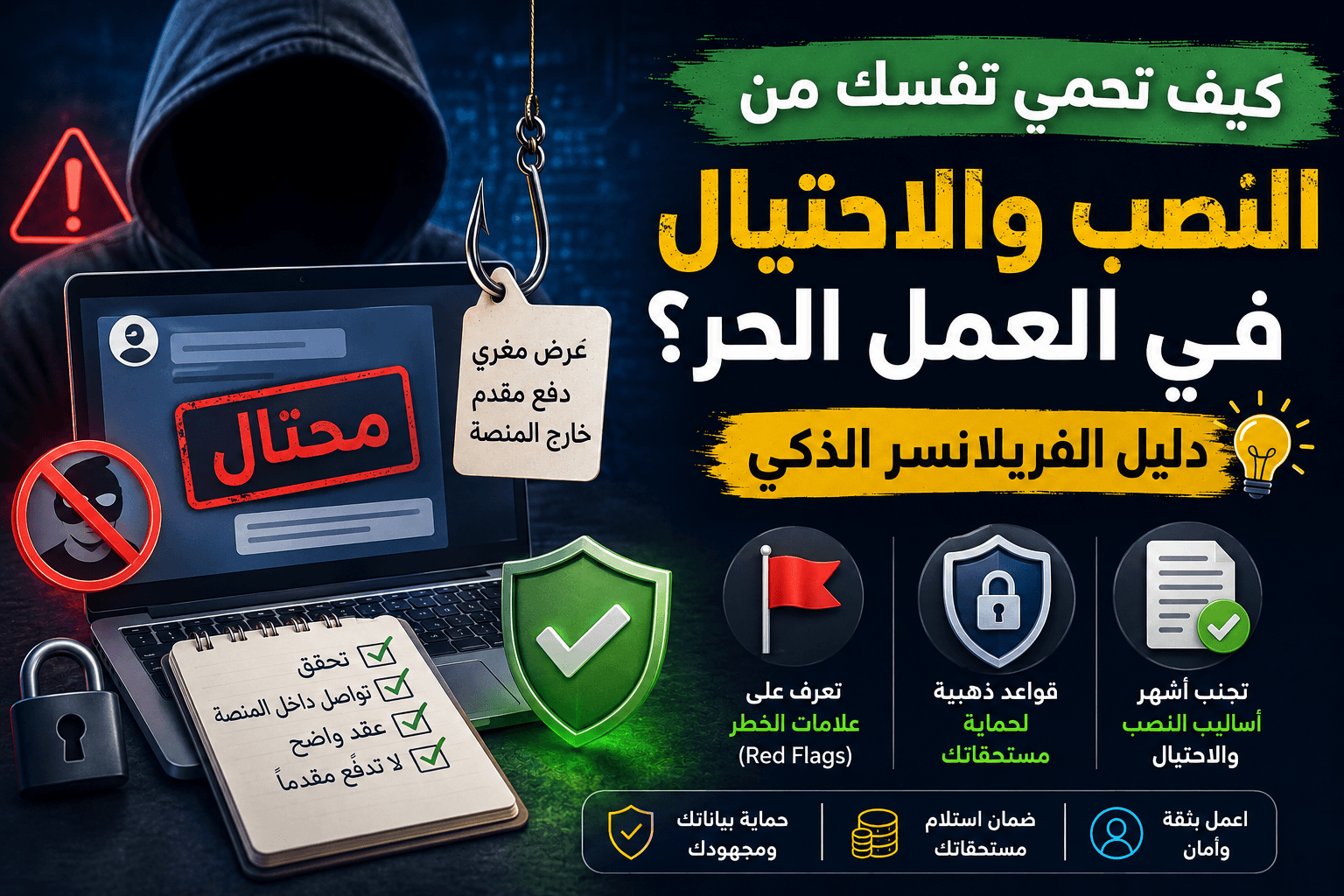 كيف تحمي نفسك من النصب والاحتيال في العمل الحر؟ دليل الفريلانسر الذكي