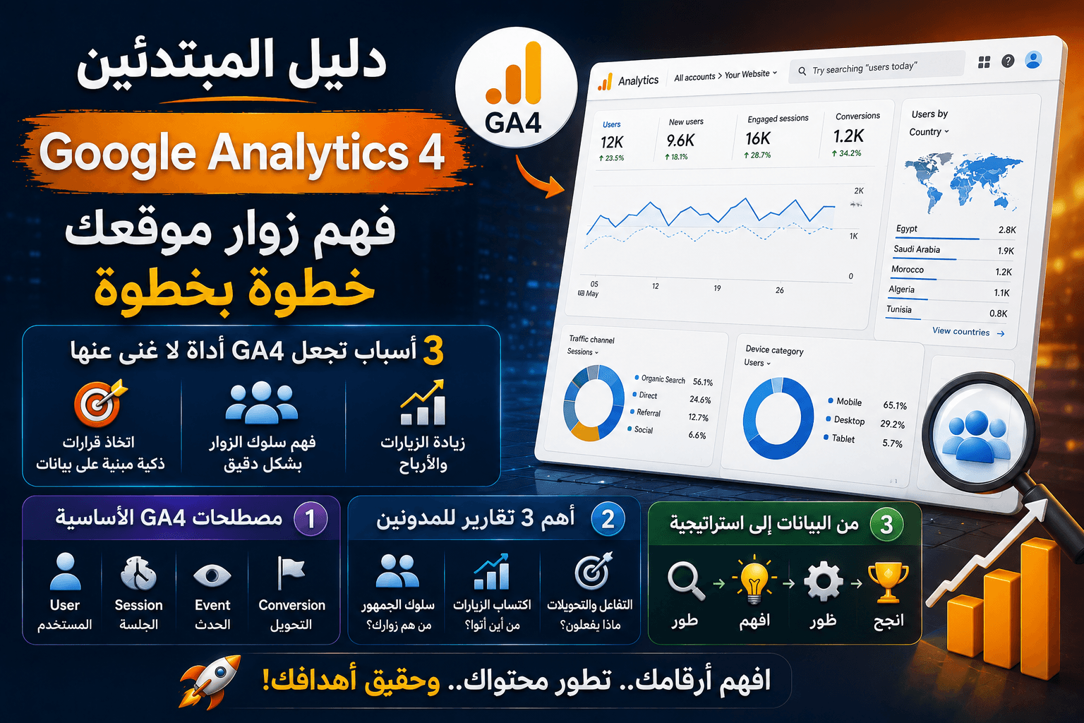 دليل Google Analytics 4 للمبتدئين: فهم زوار موقعك خطوة بخطوة