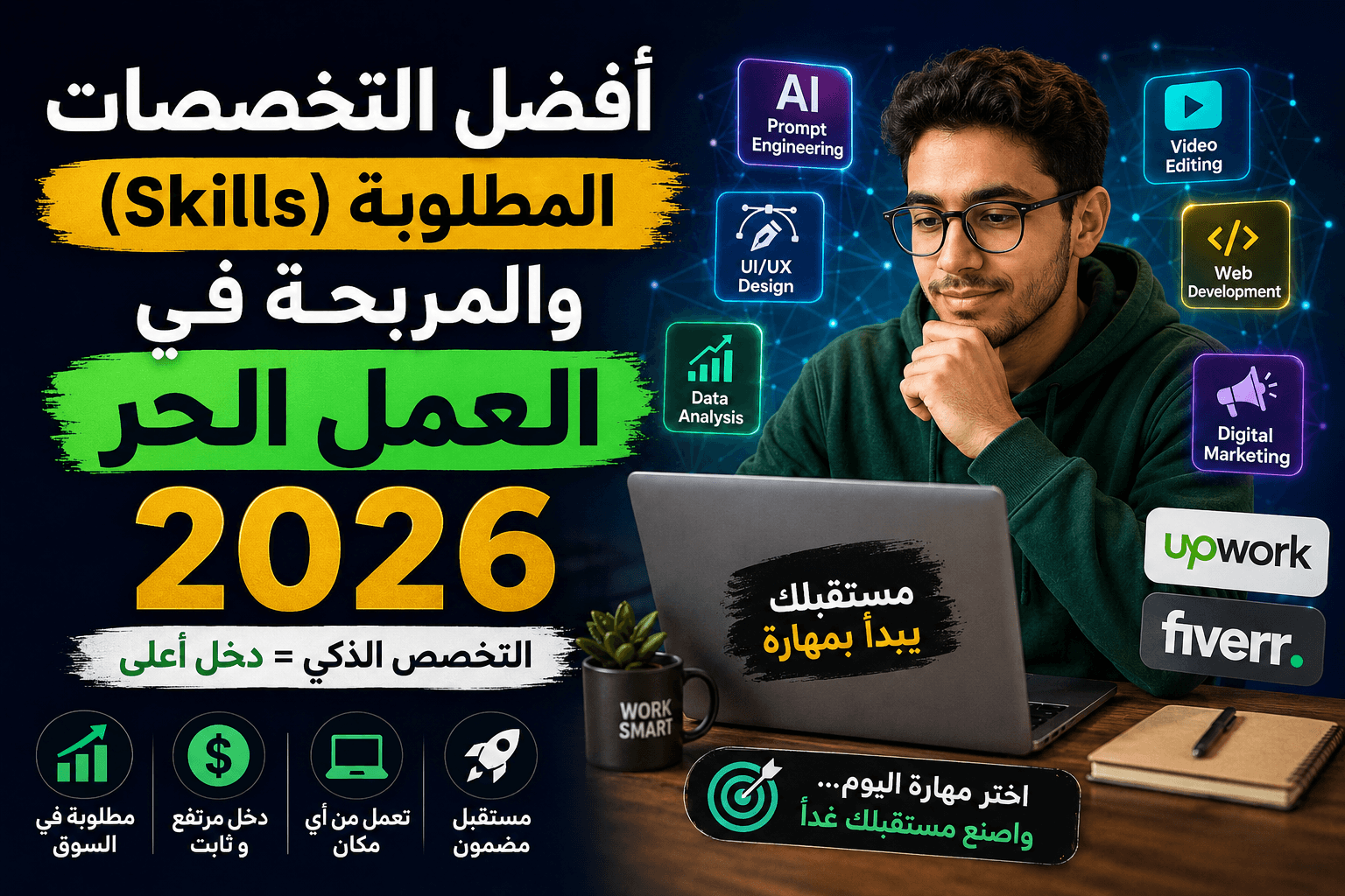 أفضل التخصصات (Skills) المطلوبة والمربحة في العمل الحر 2026