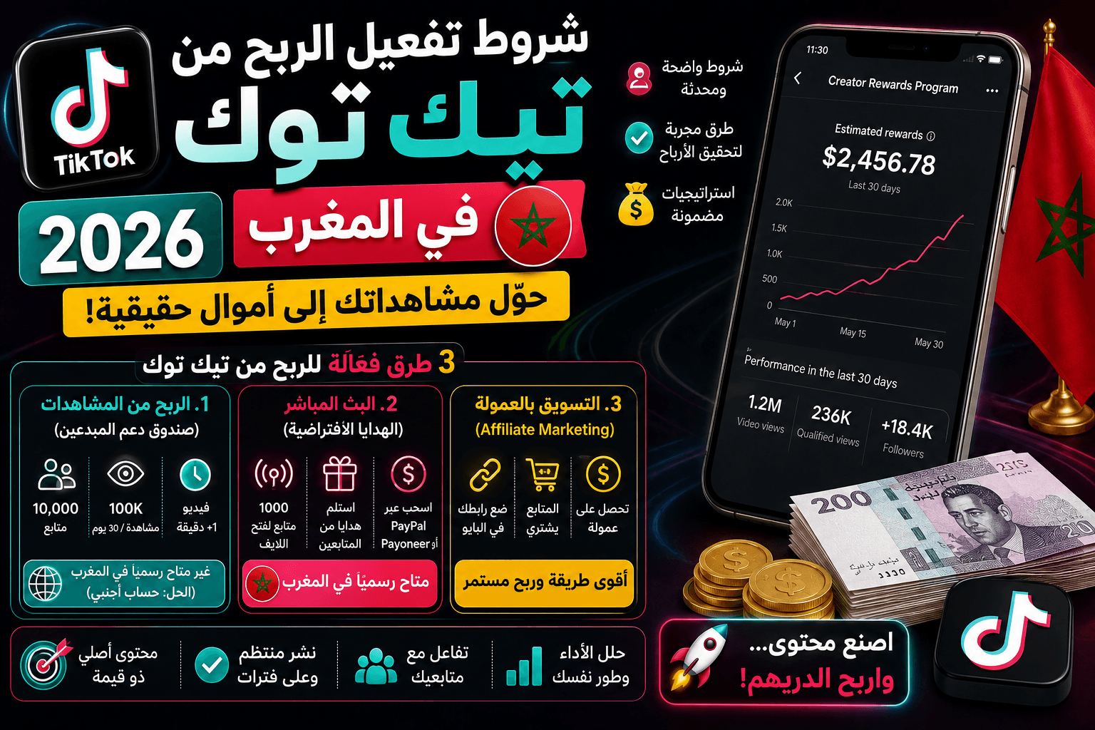 شروط تفعيل الربح من تيك توك (TikTok Monetization) في المغرب 2026