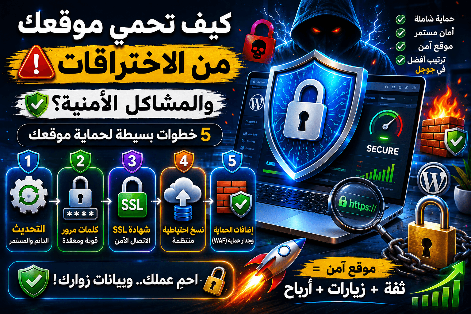 كيف تحمي موقعك الإلكتروني من الاختراقات والمشاكل الأمنية؟